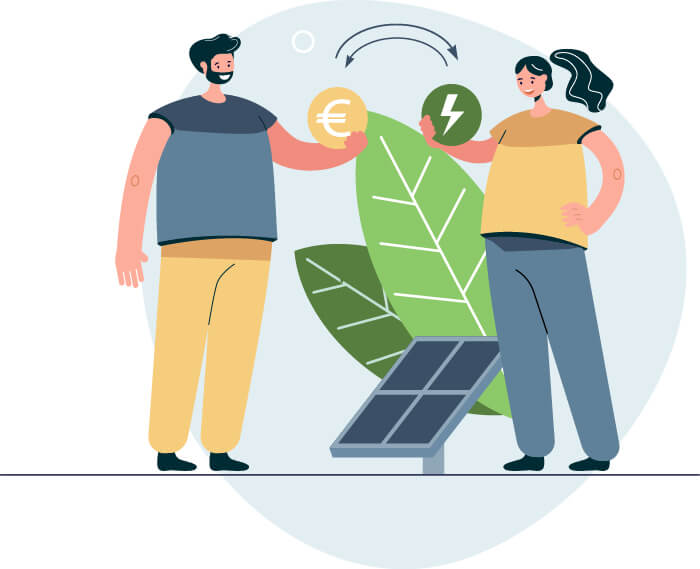 illustrazione di risparmio con scambio di energia pulita